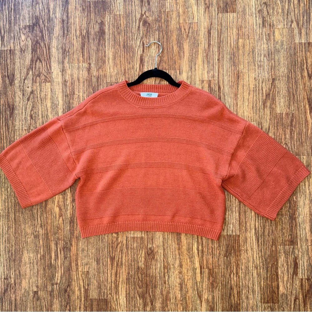 Jack by BB Dakota Sweater Rust Orange Knit XS Boxy Drop Shoulder Fall Cozy Boho